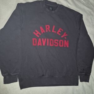 Harley-Davidson Men's Crewneck Sweater in Black with Red Lettering